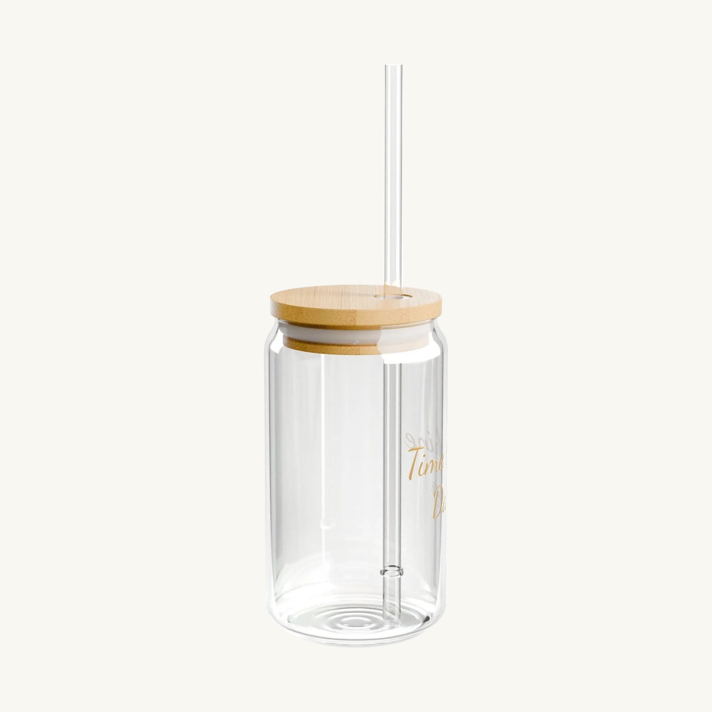 "Time to shine, Darling" Glas-Tumbler mit Bambusdeckel & Glasstrohhalm – 500ml