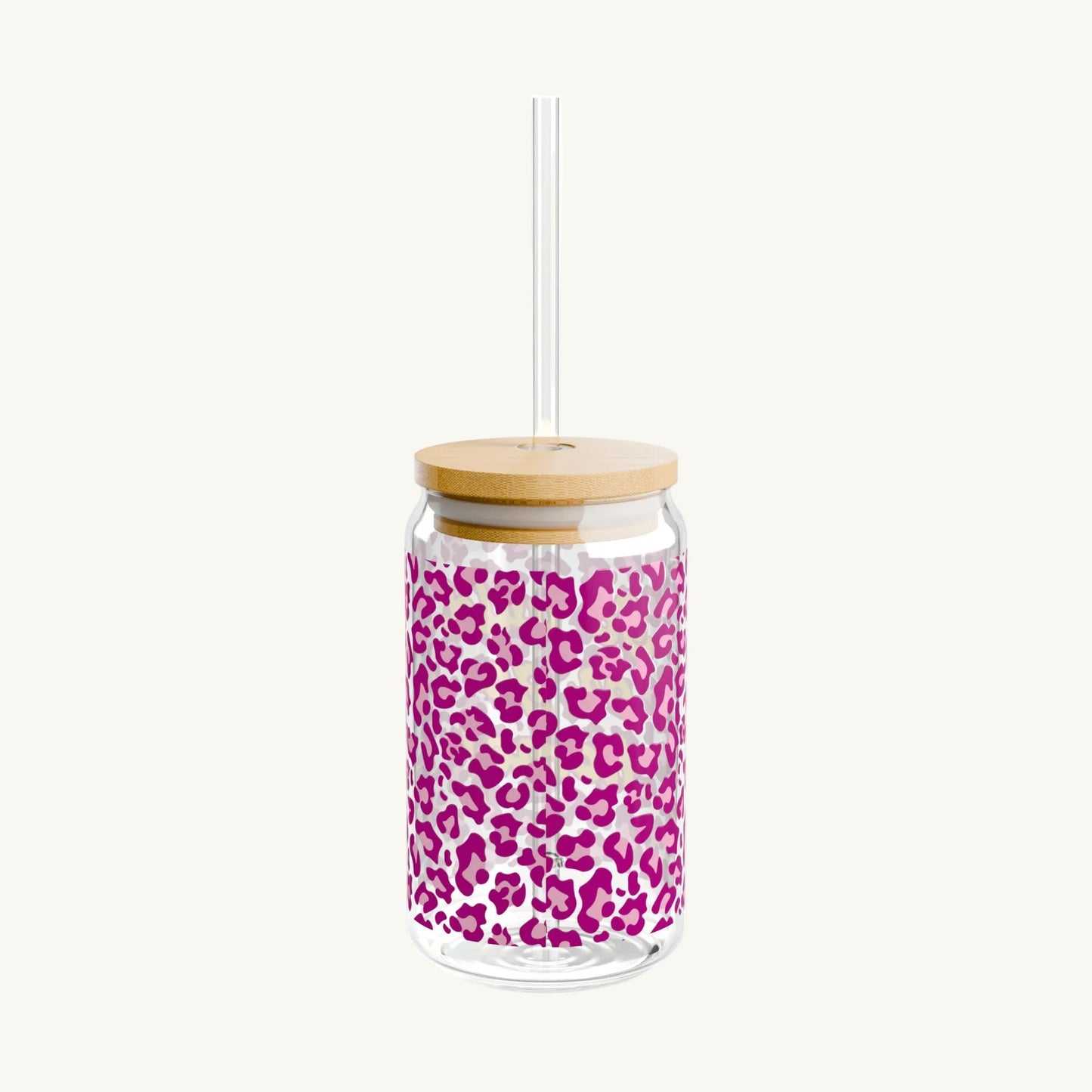 "Go Wild or Go Home" Glas-Tumblr mit Bambusdeckel & Strohhalm – 500ml