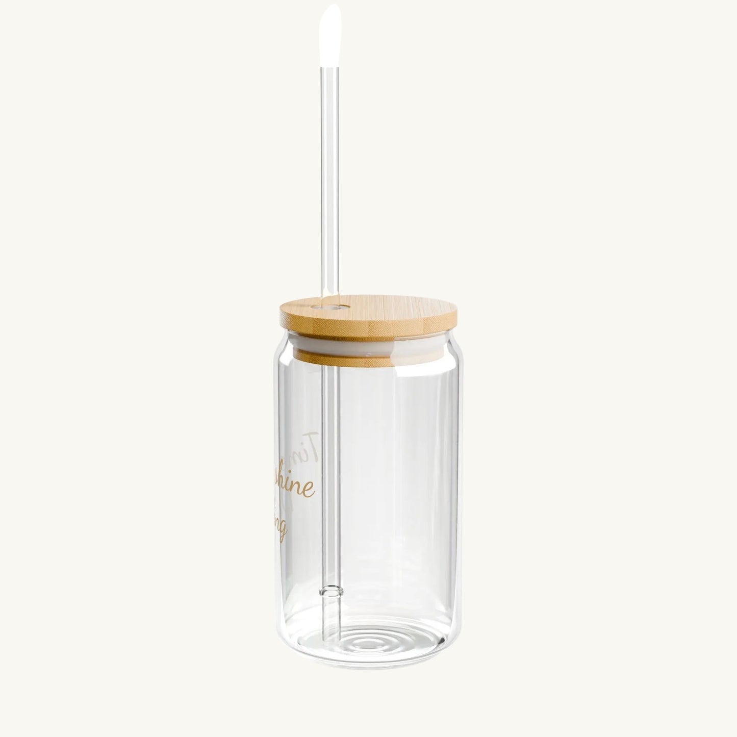 "Time to shine, Darling" Glas-Tumbler mit Bambusdeckel & Glasstrohhalm – 500ml
