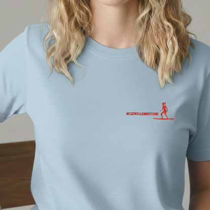 "Hitzewellenreiterin" Damen T-Shirt – Lässiges Shirt mit Surf-Motiv für Frauen in der Menopause